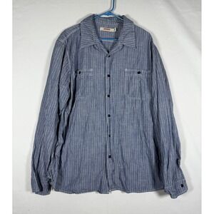 Birdwell Beach Britches Chambray Conductor Shirt Men XXL Navy Hickory Stripe L/S